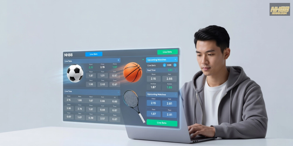 Hình minh họa khái niệm cá cược thể thao trên nền tảng NH88 uy tín và hấp dẫn