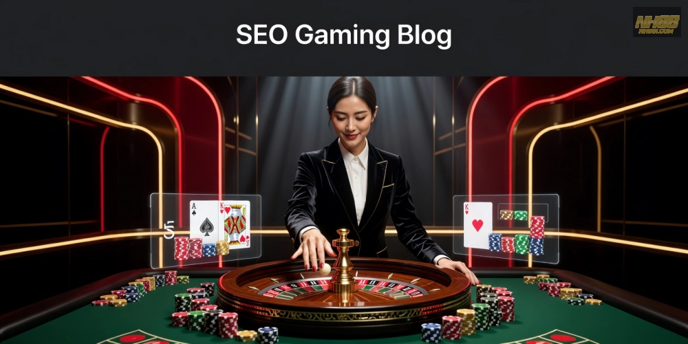 Minh họa khái niệm live casino nh88 với dealer thực tế và bàn chơi trực tuyến