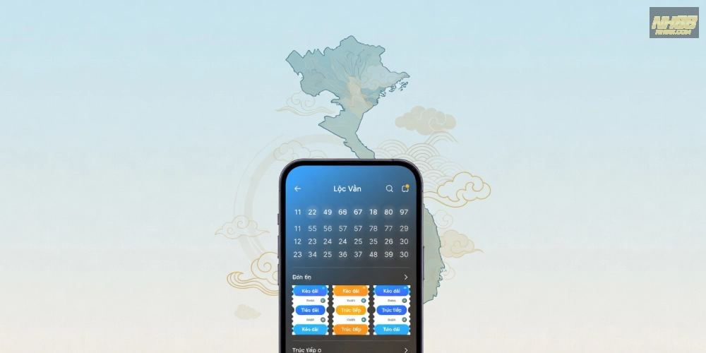 Hình minh họa khái niệm xổ số miền Bắc trên nền tảng NH88 với giao diện hiện đại